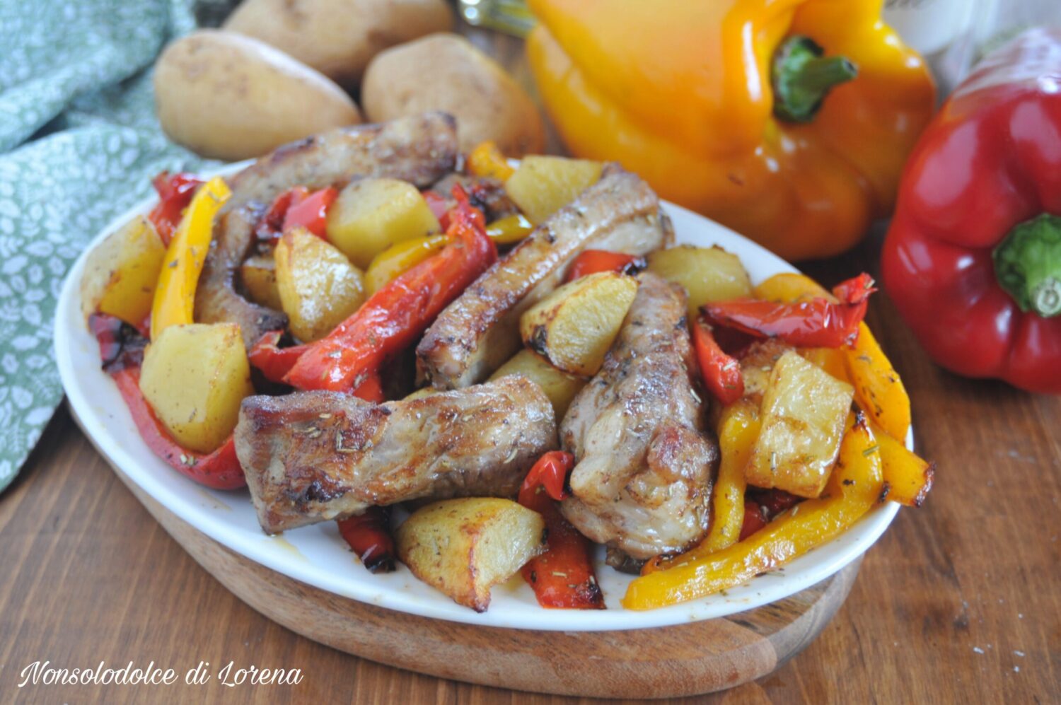 costine patate e peperoni in friggitrice ad aria