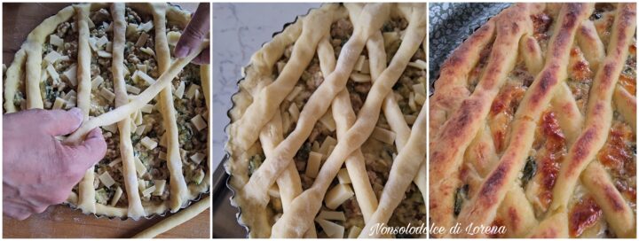 crostata di patate con zucchine e salsiccia