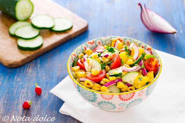 Insalata di mango e mais arrostito ricetta facile