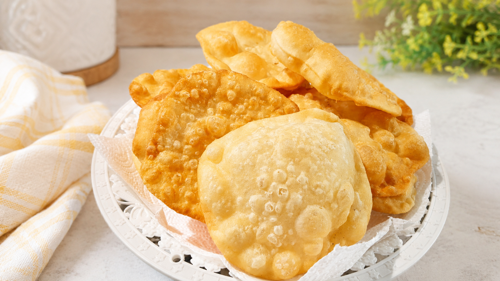 Sfoglie fritte super bollose preparate con esubero di pasta madre