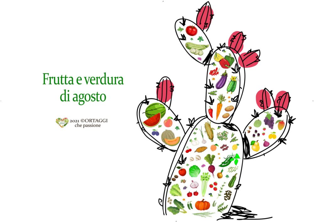 Orizzontale 8 AGOSTO frutta e verdura di stagione ORTAGGI CHE PASSIONE by Sara Grissino