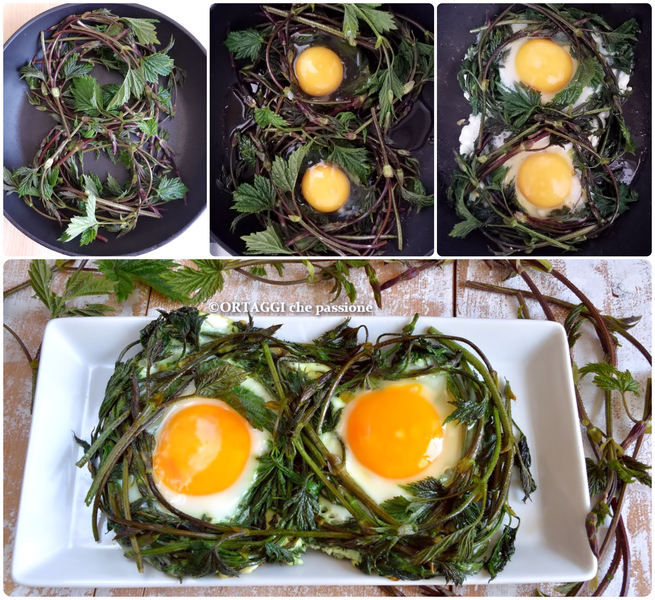 ricetta foto passo nidi di bruscandoli e uova