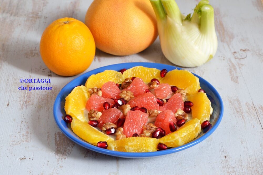 insalata con pompelmo rosa e noci