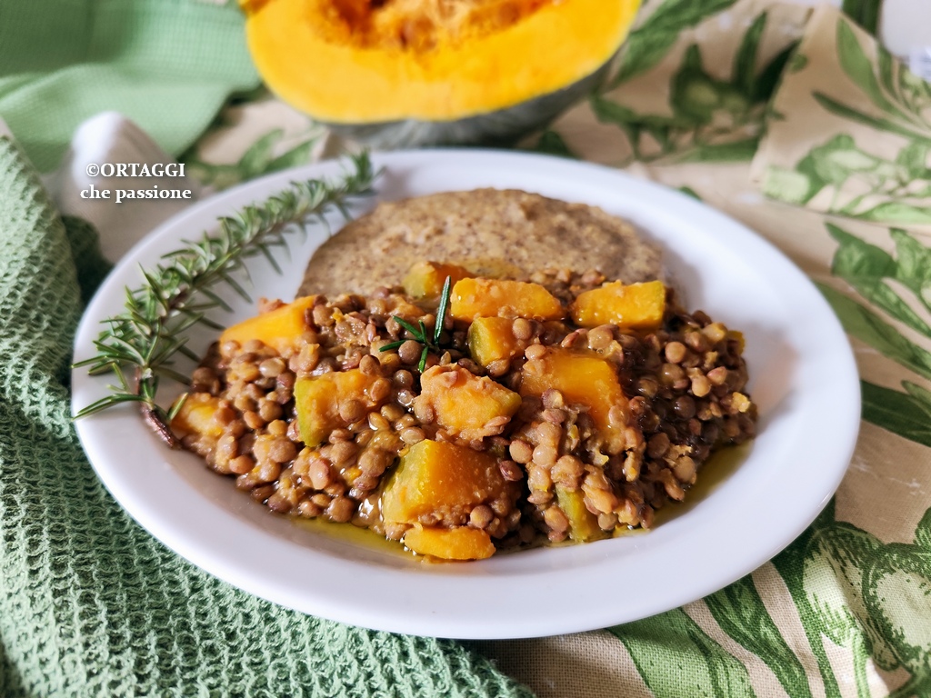 zucca e lenticchie in padella contorno vegano