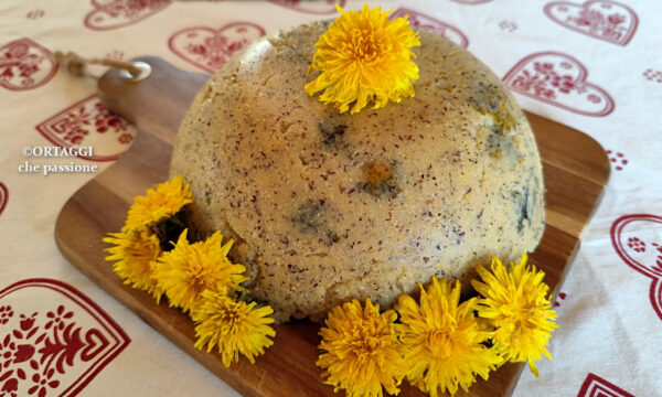 Polenta con fiori di tarassaco