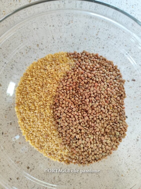 bulgur e lenticchie in ciotola