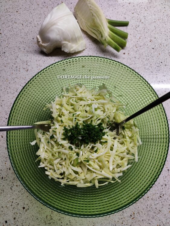 insalata di cavolo cappuccio crudo e finocchi