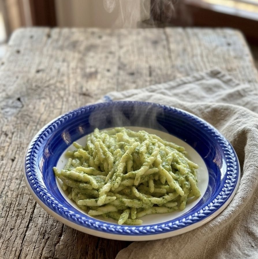 Pasta con pesto di zucchine e basilico