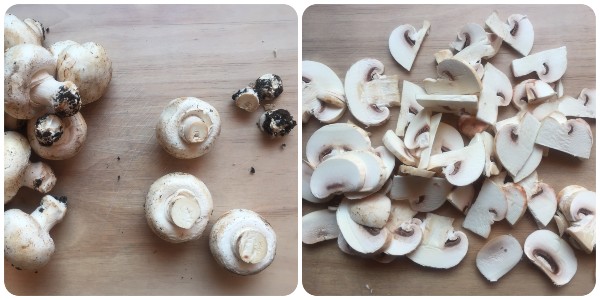 funghi champignon puliti e tagliati
