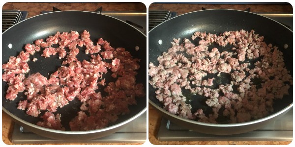 pasta piselli e salsiccia - procedimento 1