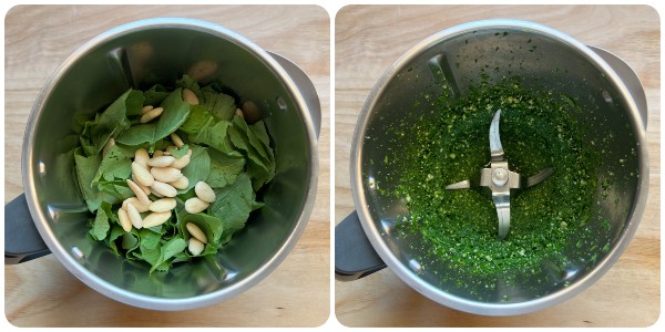 pesto con foglie di rapanelli - procedimento 1
