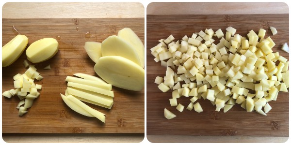 Insalata di patate e fagioli - patate a dadini