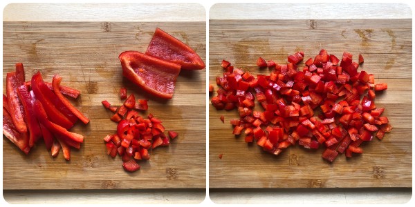 Insalata di patate e fagioli - peperoni a dadini
