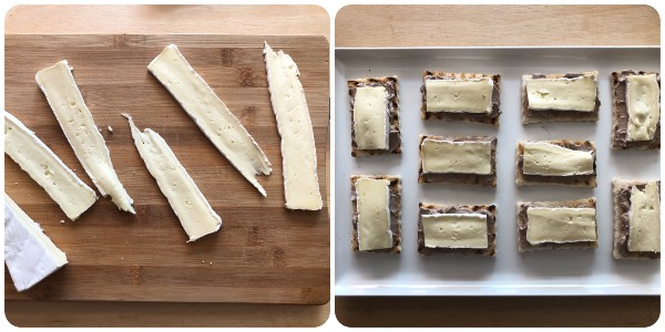 crostini facili con brie e olive - farcitura