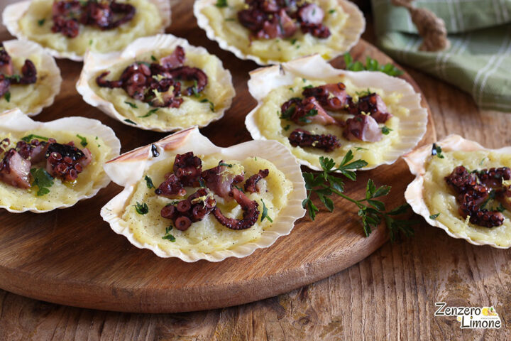 antipasto di polpo su crema di patate