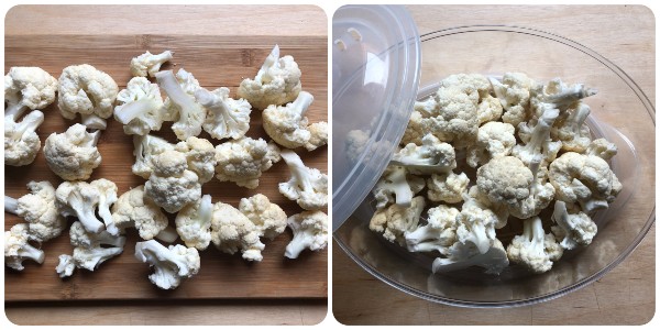 cavolfiore croccante al forno - taglio e cottura a vapore