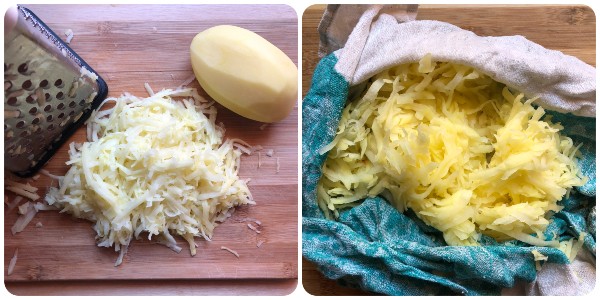 Frittelle rustiche di patate e cipolla - patate grattugiate