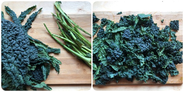 Pasta rustica con cavolo nero e ceci - pulizia cavolo nero