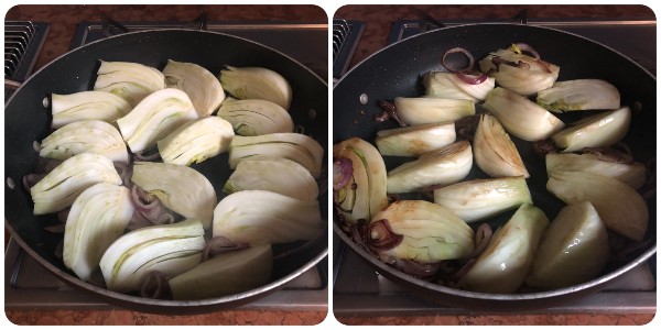finocchi dorati in padella - cottura 1