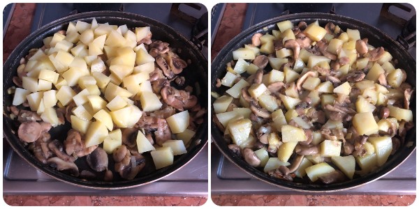 frittata alta al sapore di mare, bosco e orto - cottura 3