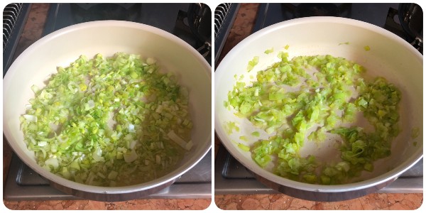 farro cremoso con porri e speck - cottura 1