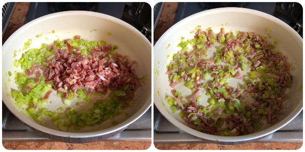 farro cremoso con porri e speck - cottura 2