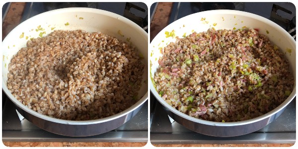 farro cremoso con porri e speck - cottura 3