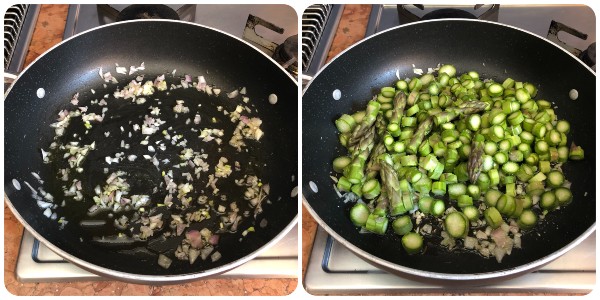 pasta con gamberi e asparagi - cottura 1