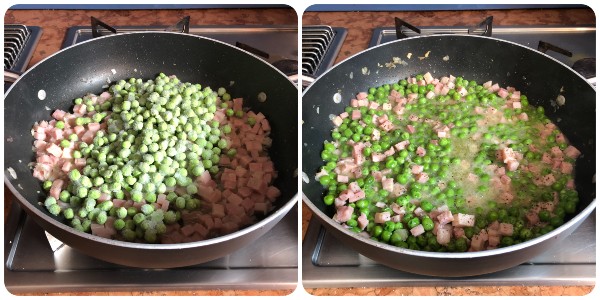 Ravioli al prosciutto e piselli - cottura 1