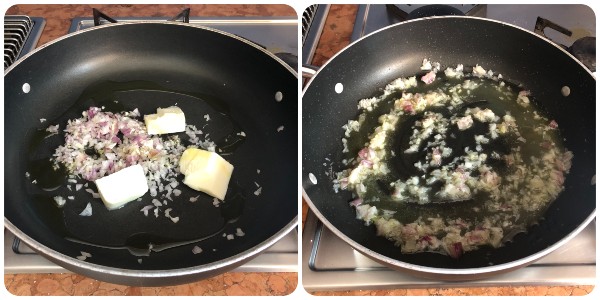 Ravioli al prosciutto e piselli - soffritto