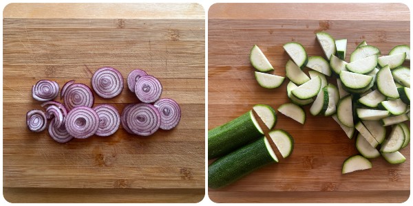 zucchine e patate in padella - cipolla e zucchine