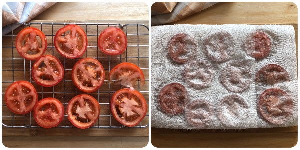 quiche ai pomodori - asciugatura