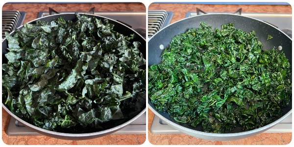 torta salata con cavolo nero - cottura cavolo nero