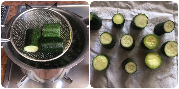 zucchine schiacciate al forno - asciugatura