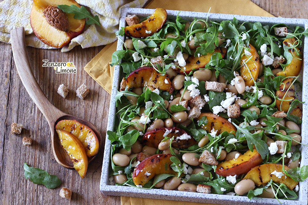 insalata con fagioli bianchi e pesche