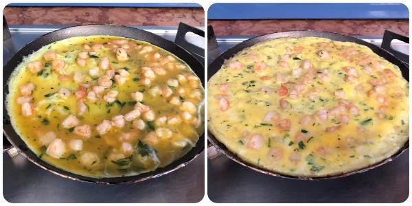 omelette ai gamberi - cottura 2