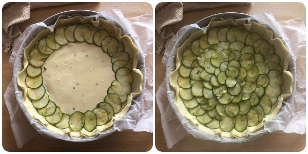 torta salata con zucchine e crescenza - ripieno 2