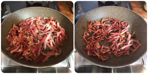 Pasta con salsa di noci - speck croccante