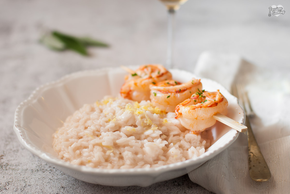 Risotto Al Limone Con Spiedino Di Gamberoni Passionecooking