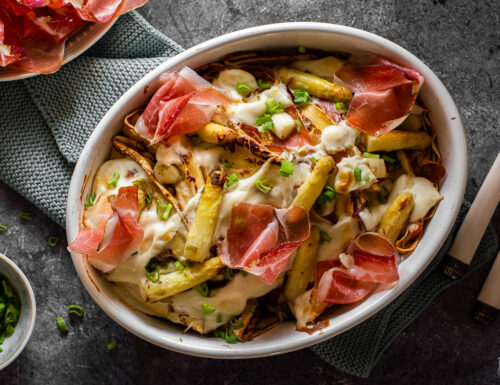 Crespelle con Speck Alto Adige IGP e asparagi