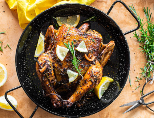 Pollo al forno con rosmarino e limone