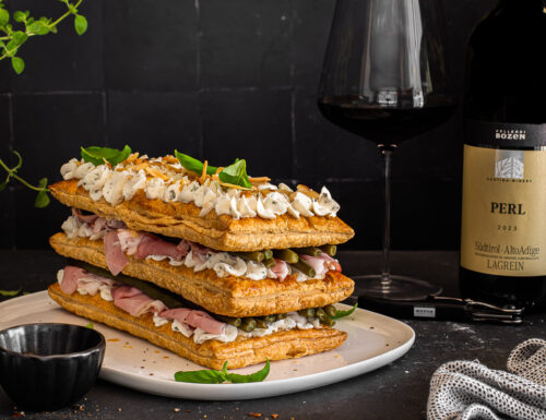 Millefoglie con fagiolini e prosciutto