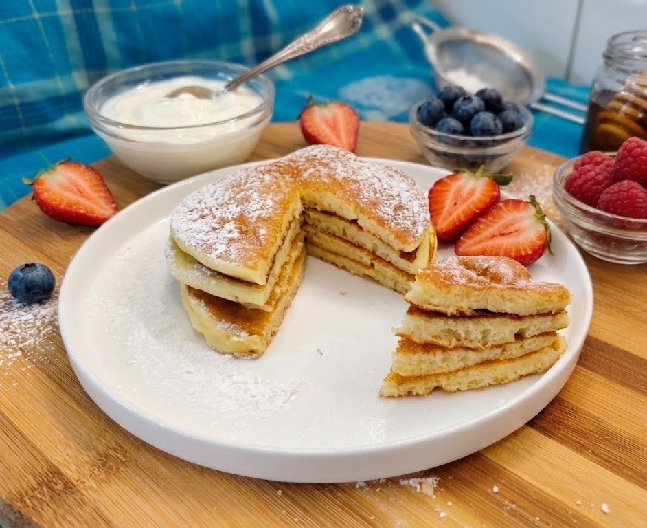 Pancake allo yogurt senza glutine: soffici, veloci e irresistibili! Un impasto cremoso pronto in 5 minuti per una colazione sana e leggera.