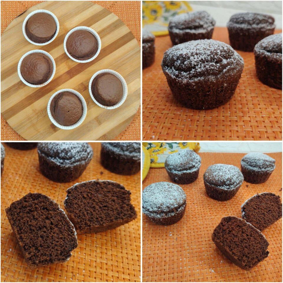 Mini tortine al cacao in friggitrice ad aria: ricetta senza uova e latte. Facilissime, golose e super soffici.