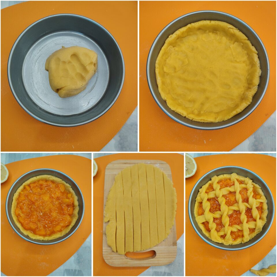Crostata con Frolla all'Olio e Composta di Albicocche Fatta in Casa. 