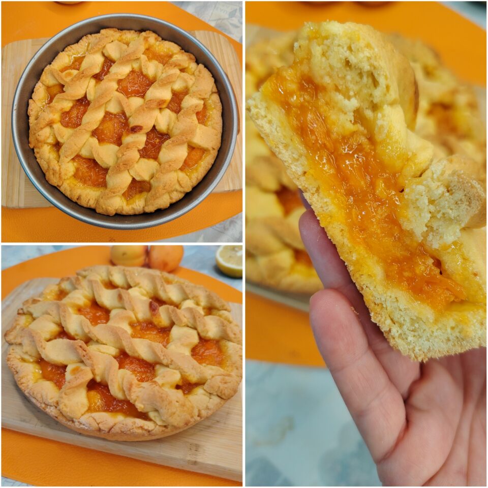 Crostata con Frolla all'Olio e Composta di Albicocche Fatta in Casa. 
