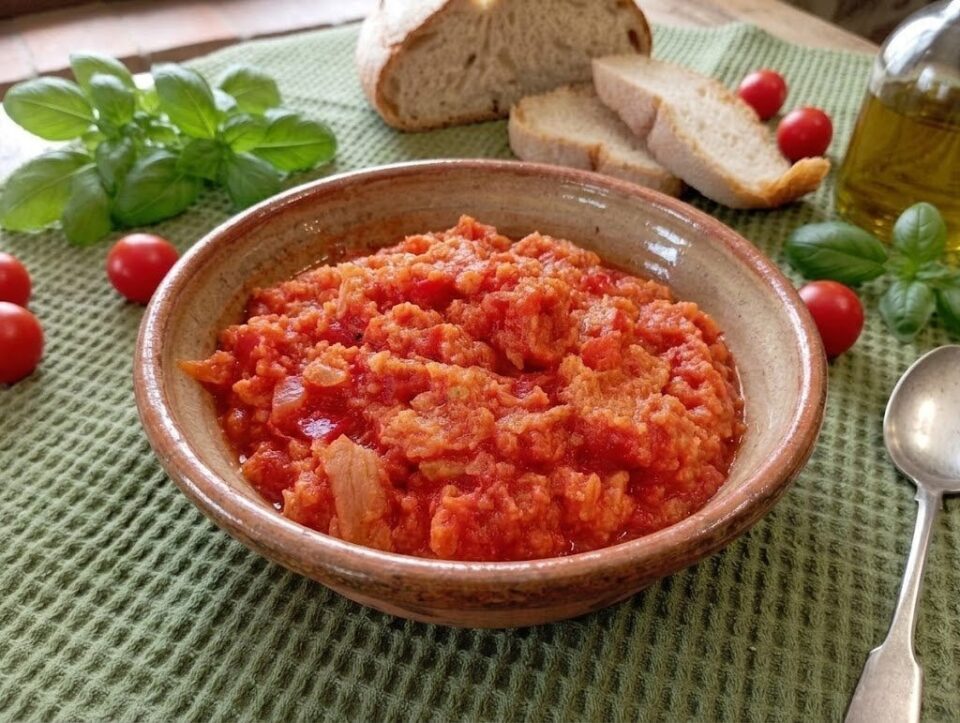 Pappa al pomodoro estiva: la ricetta toscana fresca e facile. La bellezza di questa ricetta sta tutta nella sua totale semplicità.