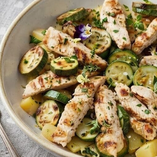 Insalata di pollo patate e zucchine: facile e saporita. 