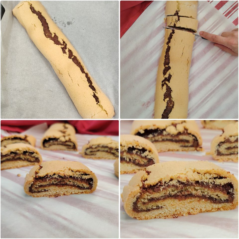 Biscotti arrotolati con frolla all'olio.