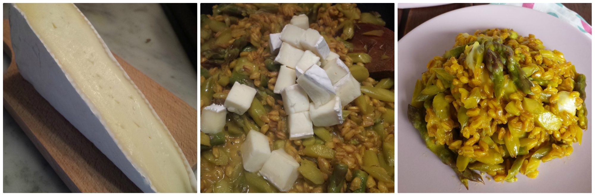 farro allo zafferano con asparagi e brie